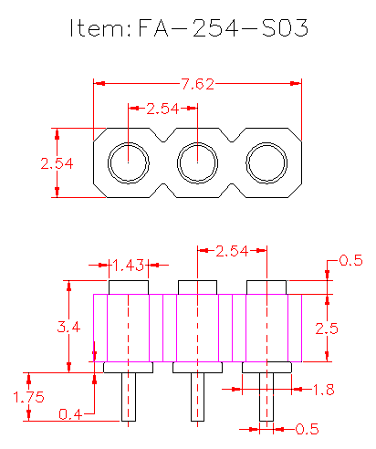 3pin female pogo pin connector