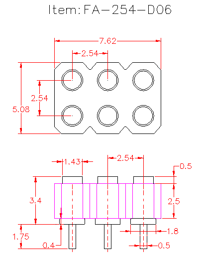 female double row connector