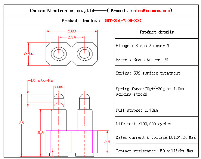 Mill-max connector,2pin connector