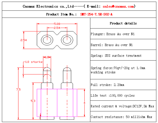 Mill-max connector,2pin connector