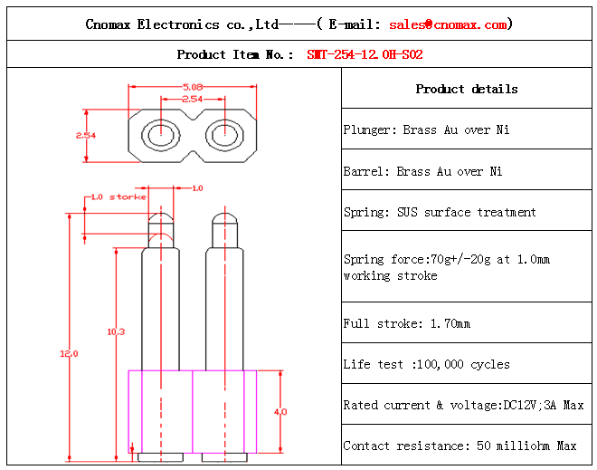 Mill-max connector,2pin connector