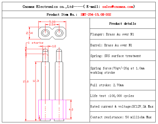 Mill-max connector,2pin connector