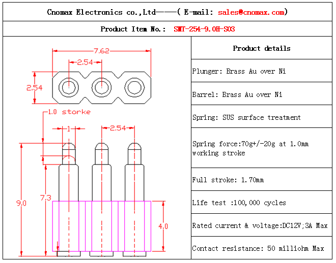 Mill-max connector,3pin connector