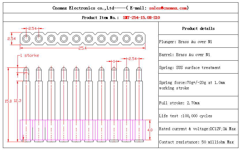 10pin pogo pin connects