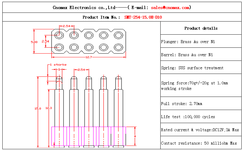 10pin pogo pin connects 