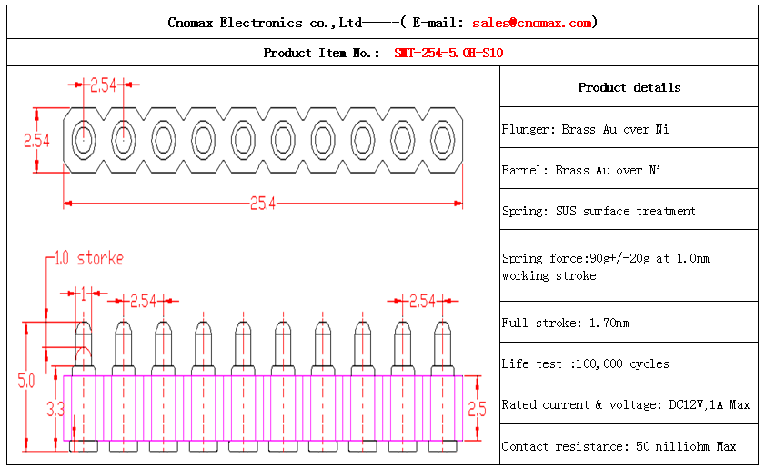 10pin pogo pin connector 