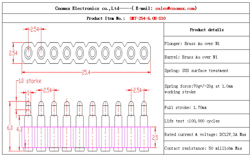 Single row 10pin connector