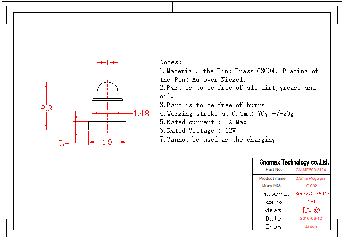 MF-603-3124 SMT Type Pogo pin